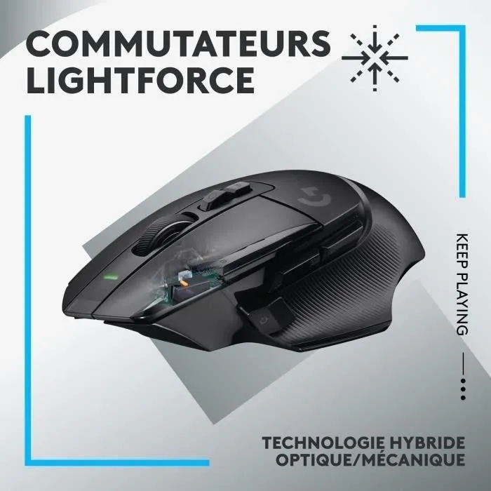 Logitech G G502 X Lightspeed - Souris Gaming sans fil pour PC/Mac - Capteur HERO 25K, boutons hybrides, technologie LIGHTSPEED, compatible Powerplay - Noir