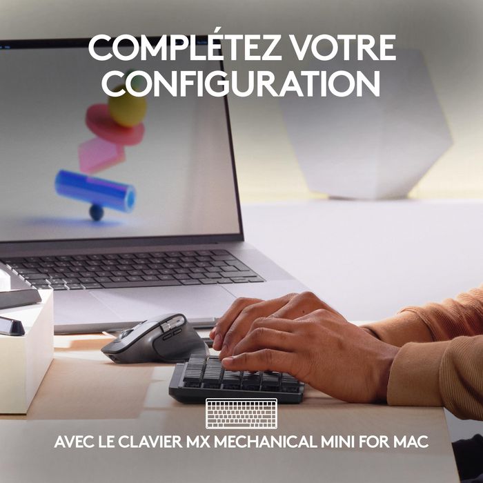 Logitech MX Master 3S for Mac, Souris sans fil Bluetooth, Gris