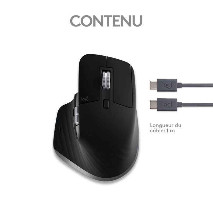 Logitech MX Master 3S for Mac, Souris sans fil Bluetooth, Gris