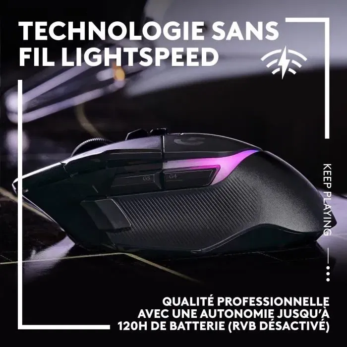 Logitech G Souris gamer sans fil G502 X Plus Lightspeed avec switches LIGHTFORCE et éclairage LIGHTSYNC RVB - Noir