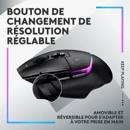Logitech G Souris gamer sans fil G502 X Plus Lightspeed avec switches LIGHTFORCE et éclairage LIGHTSYNC RVB - Noir