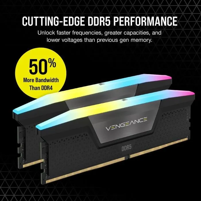 Corsair VENGEANCE RGB DDR5 32 Go (2x16 Go) 5200 MHz Noir