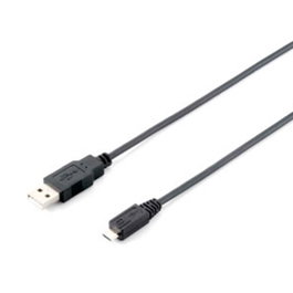 Equip Câble USB 2.0 Type A Mâle vers Micro B Mâble Noir Blindé pour Smartphones