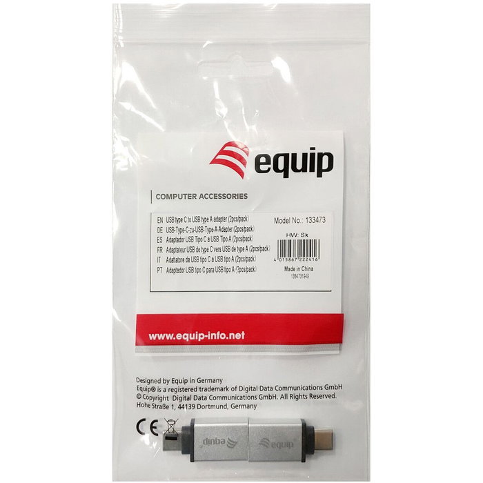 Equip 133473 Kit Adaptateur USB-C vers USB-A et Micro-USB, Charge et Synchronisation, Argent