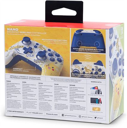 PowerA NANO ENHANCED MANDO SIN CABLES - NSGP0063-01 - Manette sans fil Bluetooth avec batterie rechargeable, design Pikachu School Days, pour Nintendo Switch PowerA NANO ENHANCED MANDO SIN CABLES - NSGP0063-01 - Manette sans fil Bluetooth avec batterie rechargeable, design Pikachu School Days, pour Nintendo Switch