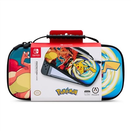 Power A 1522646-01 Housse compacte protectrice pour Nintendo Switch OLED/Lite - Motif Charizard vs Pikachu, avec rangement pour 9 cartes et intérieur en velours