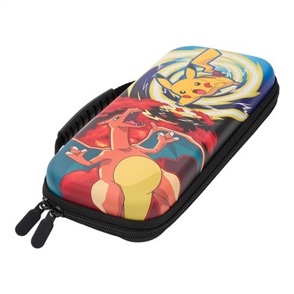 Power A 1522646-01 Housse compacte protectrice pour Nintendo Switch OLED/Lite - Motif Charizard vs Pikachu, avec rangement pour 9 cartes et intérieur en velours
