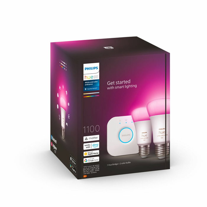 Philips Hue White and Color Ambiance, Kit de démarrage 2 ampoules E27 Philips Hue White and Color Ambiance, Kit de démarrage 2 ampoules E27