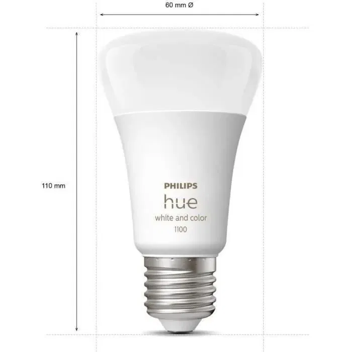 Philips Hue White and Color Ambiance - Kit de démarrage 2 ampoules E27 (équivalent 75W), Bluetooth, compatible avec Alexa, Google Home et Apple HomeKit