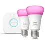 Philips Hue White and Color Ambiance - Kit de démarrage 2 ampoules E27 (équivalent 75W), Bluetooth, compatible avec Alexa, Google Home et Apple HomeKit