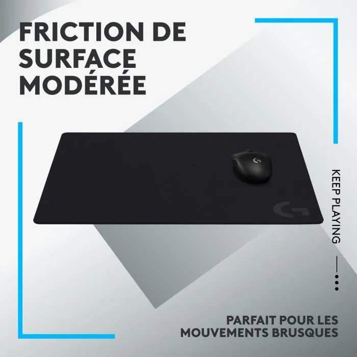 Logitech G640 - Tapis de souris gamer tissu grande taille 460 x 400 mm, 3 mm d'épaisseur - Noir - Optimisé pour PC et Mac Logitech G640 - Tapis de souris gamer tissu grande taille 460 x 400 mm, 3 mm d'épaisseur - Noir - Optimisé pour PC et Mac