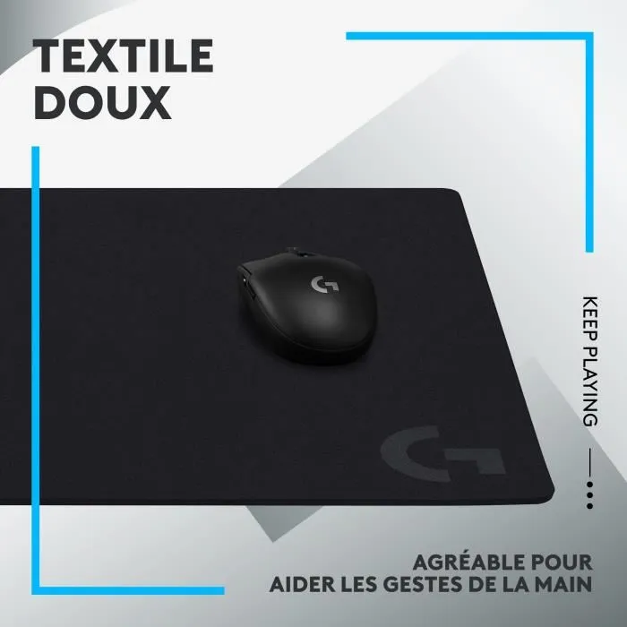 Logitech G640 - Tapis de souris gamer tissu grande taille 460 x 400 mm, 3 mm d'épaisseur - Noir - Optimisé pour PC et Mac Logitech G640 - Tapis de souris gamer tissu grande taille 460 x 400 mm, 3 mm d'épaisseur - Noir - Optimisé pour PC et Mac