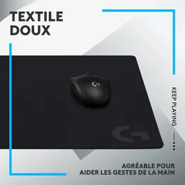 Logitech G640 - Tapis de souris gamer tissu grande taille 460 x 400 mm, 3 mm d'épaisseur - Noir - Optimisé pour PC et Mac