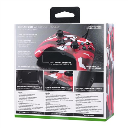 PowerA Enhanced Manette avec Câble pour Xbox Series X|S/One/PC - Camouflage Rouge - 1525942-01 - Double Vibration, Boutons Programmables, Cable USB 3m PowerA Enhanced Manette avec Câble pour Xbox Series X|S/One/PC - Camouflage Rouge - 1525942-01 - Double Vibration, Boutons Programmables, Cable USB 3m