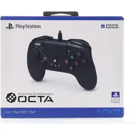 HORI Fighting Commander OCTA Manette Filaire pour PS5, PS4 et PC - Noir - 6 Boutons, Croix Directionnelle Configurable, Jack 3.5 mm - Officiel Sony