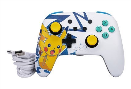 PowerA NSGP0041-01 Manette Améliorée avec Câble USB-C pour Nintendo Switch - Design Pikachu High Voltage, 3 m, Ergonomique, Boutons Programmables