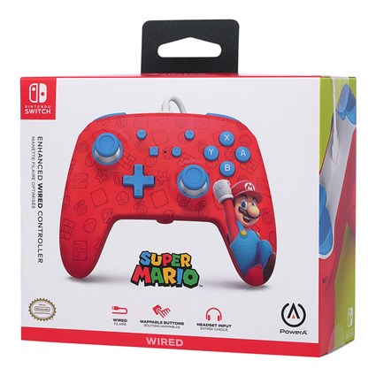PowerA NSGP0001-01 Manette avec câble USB améliorée pour Nintendo Switch - Thème Super Mario WOO-HOO! - Avec boutons programmables et prise pour casque