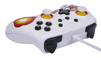 Power A 1526549-01 Manette Nintendo Switch câblée améliorée Mario Fireball avec commandes avancées, ergonomique, câble USB 3 m