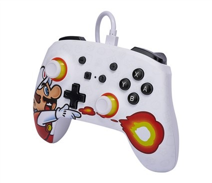 Power A 1526549-01 Manette Nintendo Switch câblée améliorée Mario Fireball avec commandes avancées, ergonomique, câble USB 3 m