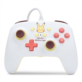 PowerA 1522661-01 Manette avec câble améliorée pour Nintendo Switch - Modèle Pikachu Type Électrique avec licence officielle, boutons programmables et cable USB-C 3m