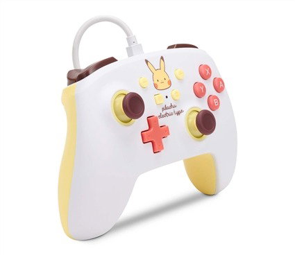 PowerA 1522661-01 Manette avec câble améliorée pour Nintendo Switch - Modèle Pikachu Type Électrique avec licence officielle, boutons programmables et cable USB-C 3m