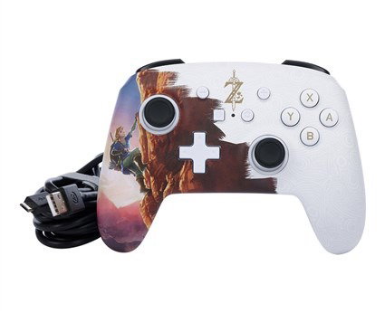PowerA Mando Enhanced avec câble USB-C NSGP0031-01 pour Nintendo Switch - Manette officielle avec boutons programmables et prise casque