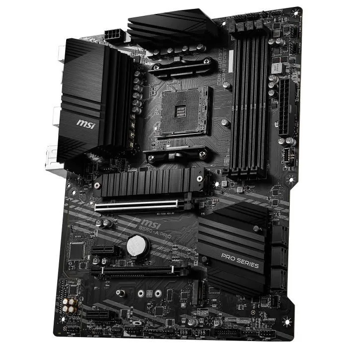 MSI Carte mère B550-A PRO, AMD B550, Socket AM4, Compatible AMD Ryzen 3ème génération et Ryzen avec Radeon Graphics, 6x SATA-600, RAID 0/1/10