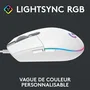 Logitech G G203 Souris de Jeu Filaire Blanc - Capteur 8000 PPP, RVB LIGHTSYNC Personnalisable