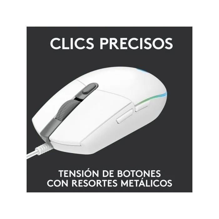 Logitech G G203 Souris de Jeu Filaire Blanc - Capteur 8000 PPP, RVB LIGHTSYNC Personnalisable