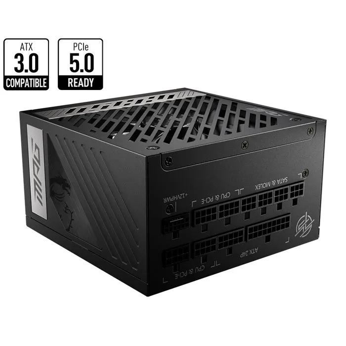 MSI Alimentation MPG A850G PCIE5 850W 80 Plus Gold, Entièrement Modulaire, câble 12VHPWR, ventilateur silencieux 135 mm