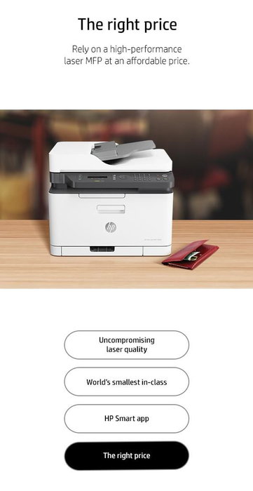HP Imprimante multifonction laser couleur HP LaserJet Pro 179fnw - Impression, copie, scan, fax - WiFi, Ethernet, NFC - Compacte