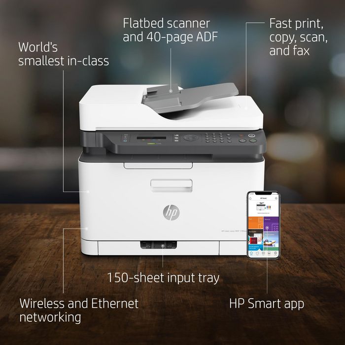 HP Imprimante multifonction laser couleur HP LaserJet Pro 179fnw - Impression, copie, scan, fax - WiFi, Ethernet, NFC - Compacte