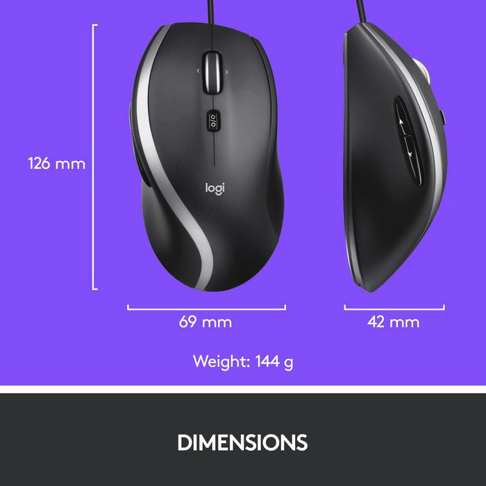 Logitech M500s Souris Filaire de Travail avec Défilement Ultrapide, 7 Boutons Programmable, DPI Réglable 400-4000, Capteur Optique, USB