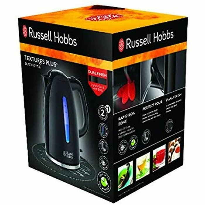 Russell Hobbs Textures Plus+ - Bouilloire 1,7 L Argentée et Noire