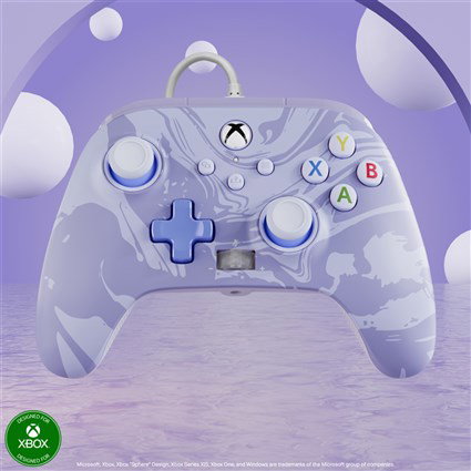 PowerA Manette Xbox avec cable XBGP0001-KJ - Manette officielle avec cable 3m pour Xbox Series X/S, One et Windows - 2 boutons programmables, double vibration, lavande