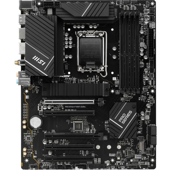 MSI PRO B760-P WiFi DDR4 - Carte mère ATX Intel B760 LGA 1700 avec Wi-Fi, 2x M.2 Gen4, DDR4 pour Intel Core Gen 12/13