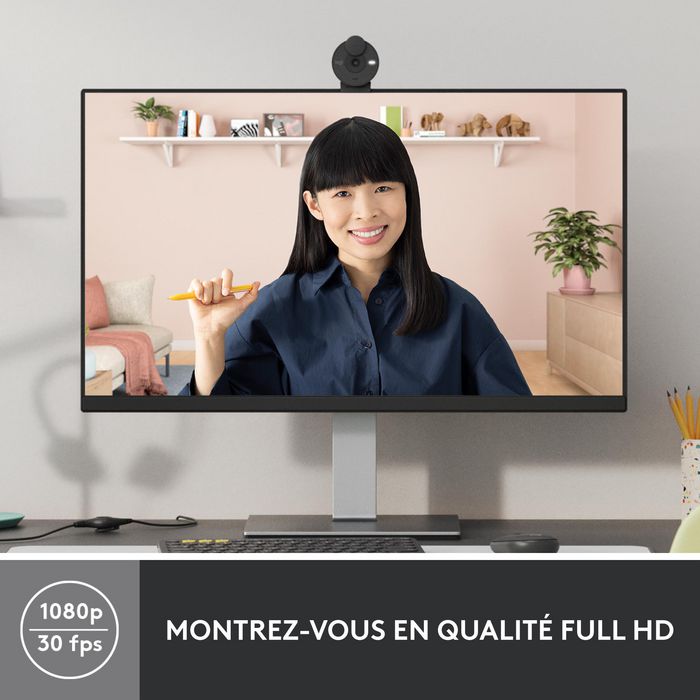 Logitech Brio 300 - Webcam Full HD avec mise au point automatique et microphones