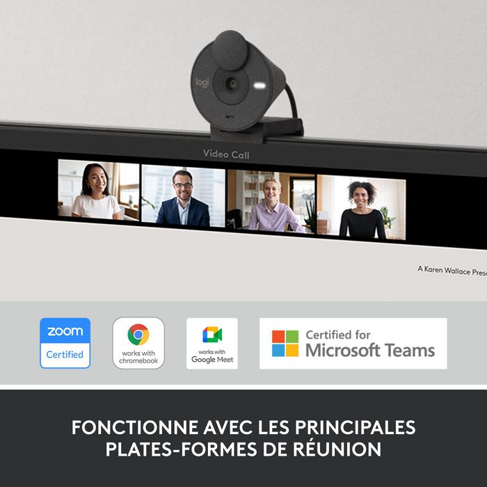 Logitech Brio 300 - Webcam Full HD avec mise au point automatique et microphones