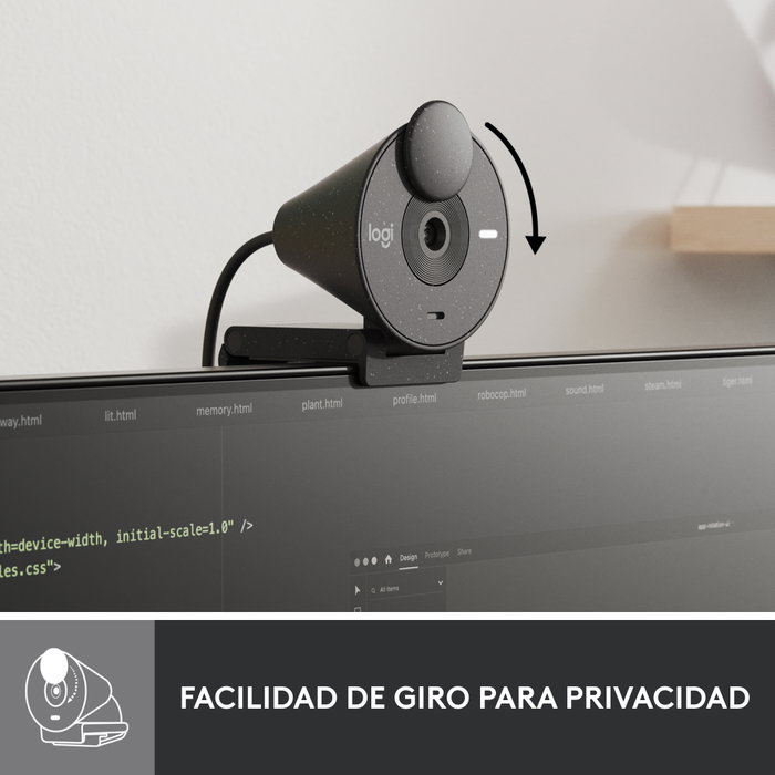 Logitech Brio 300 Webcam Full HD 1080p graphite USB-C avec micro intégré et cache confidentialité Logitech Brio 300 Webcam Full HD 1080p graphite USB-C avec micro intégré et cache confidentialité