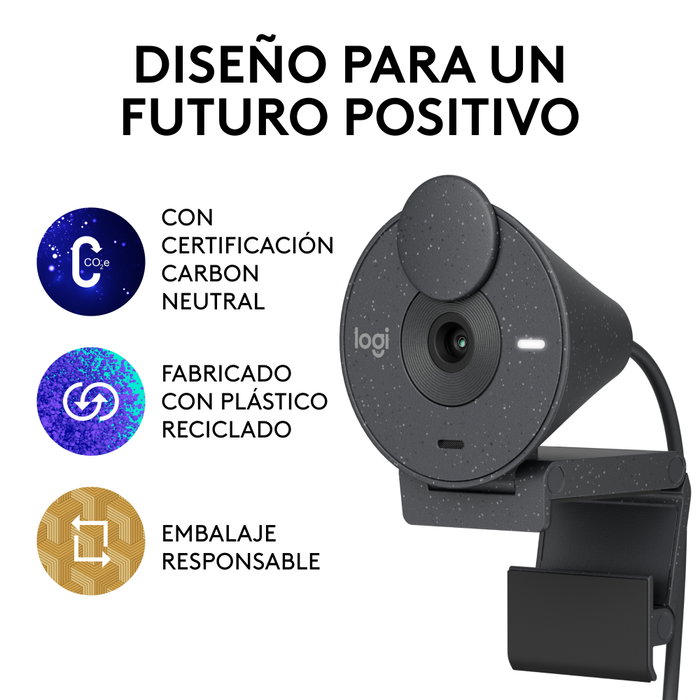 Logitech Brio 300 Webcam Full HD 1080p graphite USB-C avec micro intégré et cache confidentialité Logitech Brio 300 Webcam Full HD 1080p graphite USB-C avec micro intégré et cache confidentialité