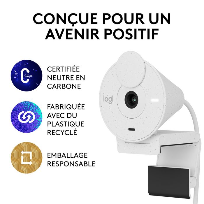 Logitech Brio 300 - Webcam Full HD avec mise au point automatique et microphones