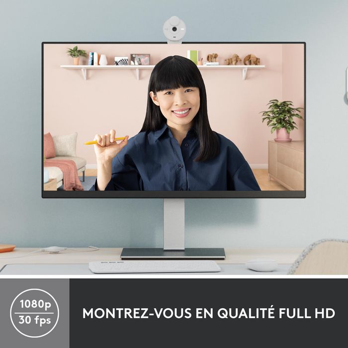 Logitech Brio 300 - Webcam Full HD avec mise au point automatique et microphones