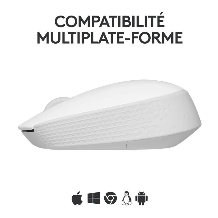 Logitech M171 - Souris sans fil ambidextre blanche - 1000 DPI - 2,4 GHz - 61,5 x 97,7 mm - Pour PC portable et bureau Logitech M171 - Souris sans fil ambidextre blanche - 1000 DPI - 2,4 GHz - 61,5 x 97,7 mm - Pour PC portable et bureau