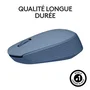 Logitech M171 Souris sans fil ambidextre, technologie 2.4 GHz, 1000 dpi, couleur bleu gris, pour ordinateur portable et bureau
