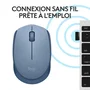 Logitech M171 Souris sans fil ambidextre, technologie 2.4 GHz, 1000 dpi, couleur bleu gris, pour ordinateur portable et bureau