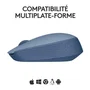 Logitech M171 Souris sans fil ambidextre, technologie 2.4 GHz, 1000 dpi, couleur bleu gris, pour ordinateur portable et bureau