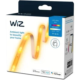 WiZ Ruban LED Intelligent 4 m, Blanc et Couleurs, Wi-Fi, Compatible Alexa Google Home Apple HomeKit Matter, Contrôle Vocale et Application, Éclairage Ambiant