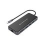 Conceptronic DONN15G - Station d'accueil USB-C 12-en-1 avec 2x HDMI, 3x USB-A, Port Ethernet Gigabit, Charge 100W, Lecteur de Cartes, Câble 25cm - Gris