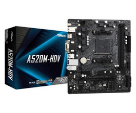 ASRock A520M-HDV Carte Mère Micro ATX Socket AM4 Chipset AMD A520 2x DDR4 64 Go PCIe 3.0 HDMI DVI-D VGA M.2 SATA 3 USB 3.2 Realtek ALC887