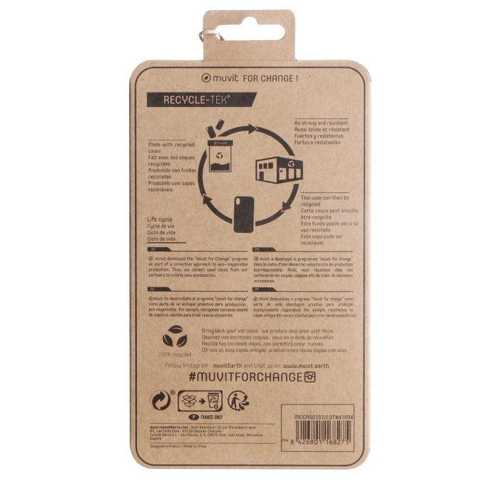 Muvit Recycletek Coque de Protection pour Apple iPhone 14 – 100% Recyclée et Recyclable